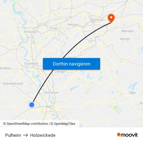 Pulheim to Holzwickede map