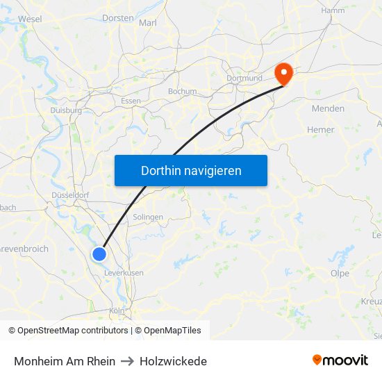 Monheim Am Rhein to Holzwickede map