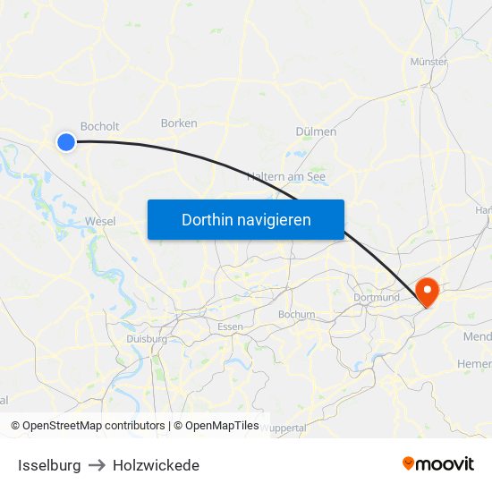 Isselburg to Holzwickede map