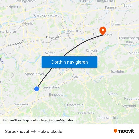 Sprockhövel to Holzwickede map