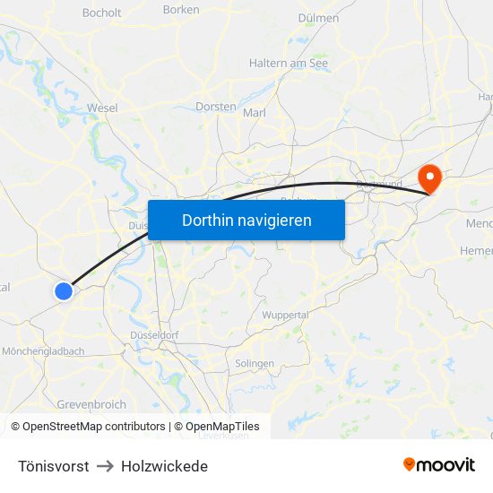 Tönisvorst to Holzwickede map