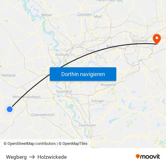 Wegberg to Holzwickede map