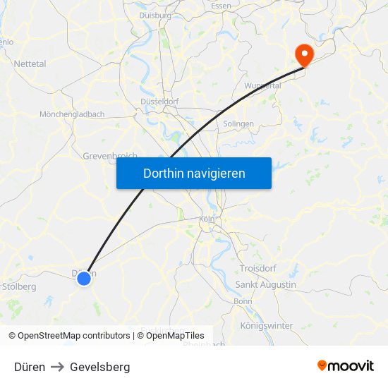 Düren to Gevelsberg map