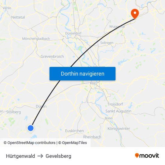 Hürtgenwald to Gevelsberg map