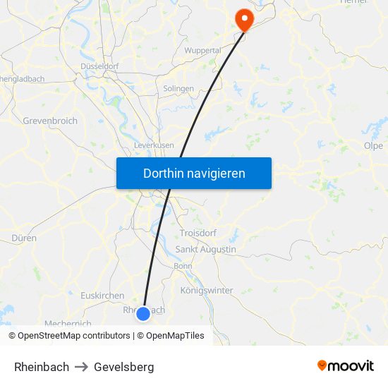 Rheinbach to Gevelsberg map