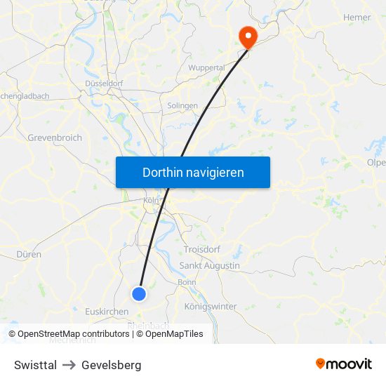 Swisttal to Gevelsberg map