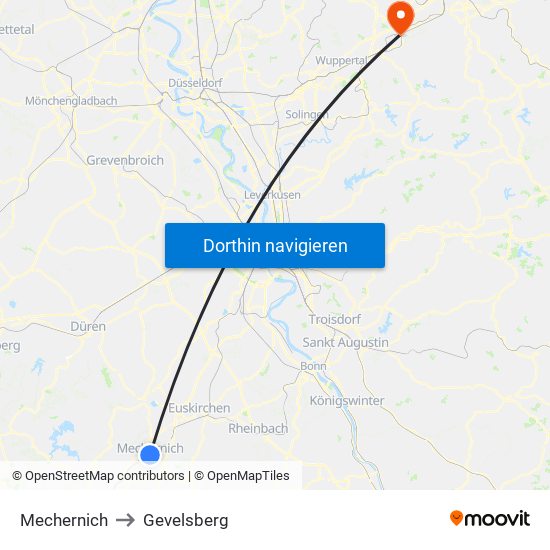 Mechernich to Gevelsberg map