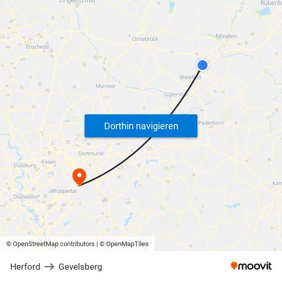 Herford to Gevelsberg map