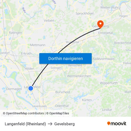 Langenfeld (Rheinland) to Gevelsberg map