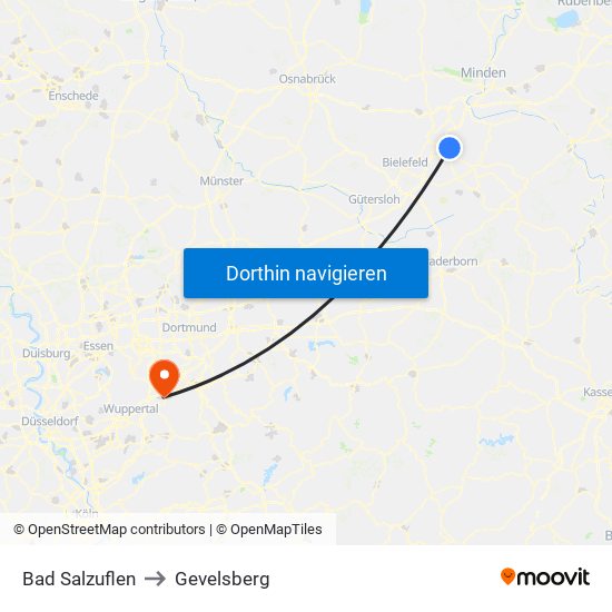 Bad Salzuflen to Gevelsberg map