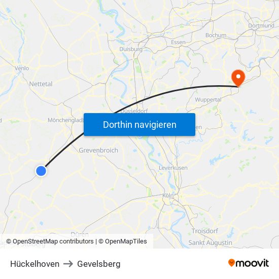 Hückelhoven to Gevelsberg map