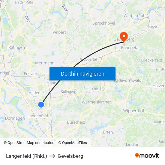 Langenfeld (Rhld.) to Gevelsberg map