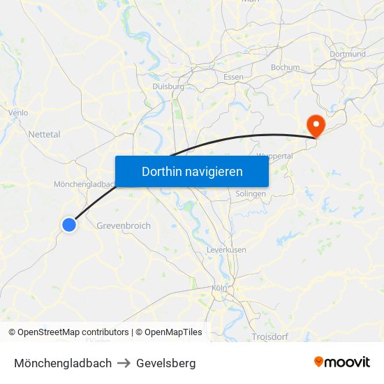 Mönchengladbach to Gevelsberg map