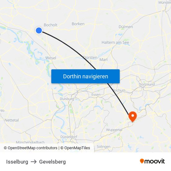 Isselburg to Gevelsberg map