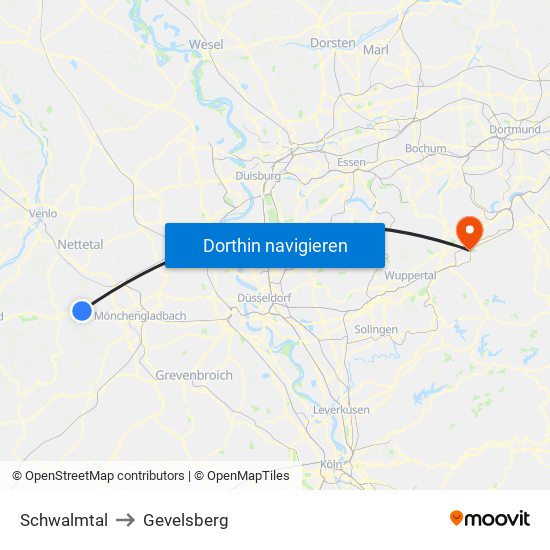 Schwalmtal to Gevelsberg map