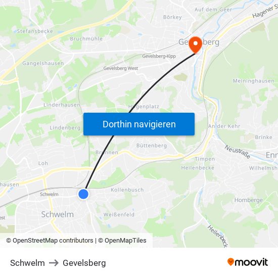 Schwelm to Gevelsberg map