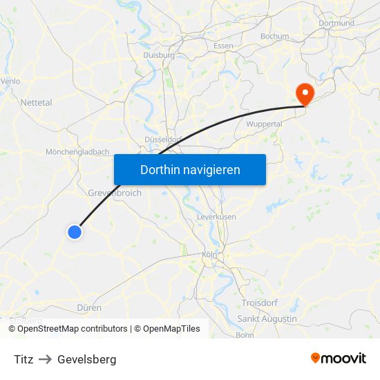 Titz to Gevelsberg map