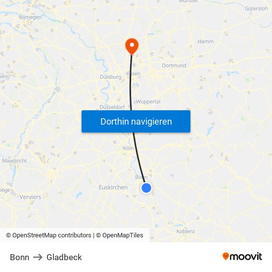 Bonn to Gladbeck map