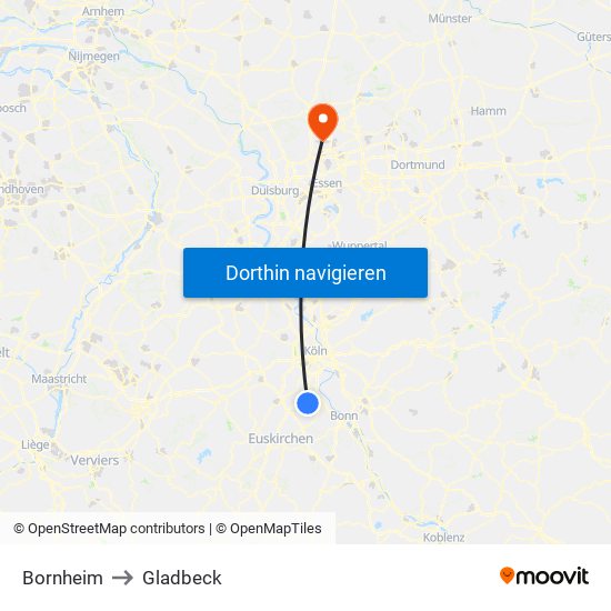 Bornheim to Gladbeck map