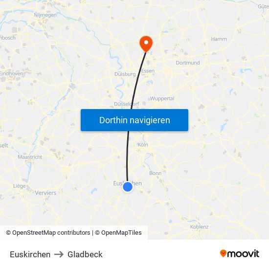 Euskirchen to Gladbeck map