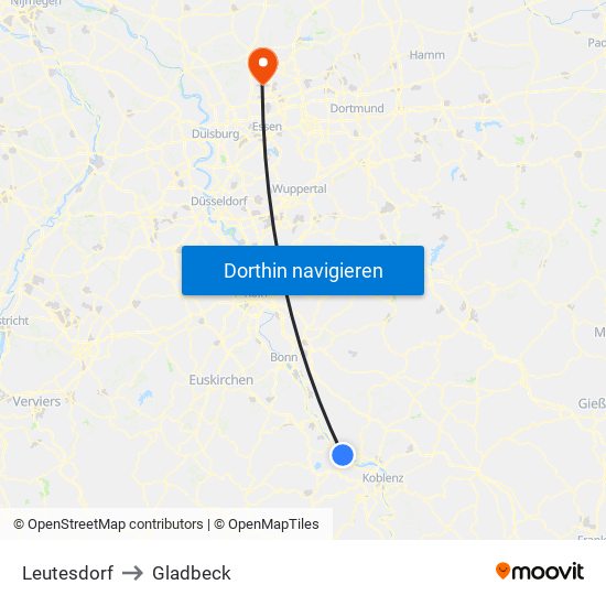 Leutesdorf to Gladbeck map