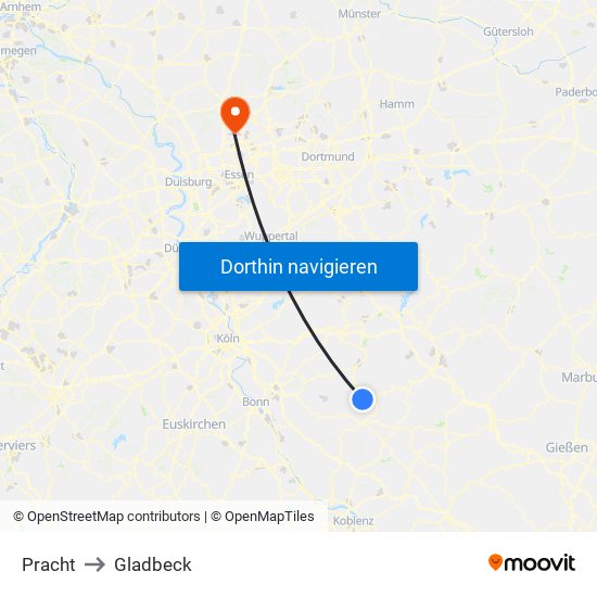 Pracht to Gladbeck map