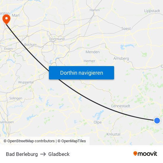 Bad Berleburg to Gladbeck map