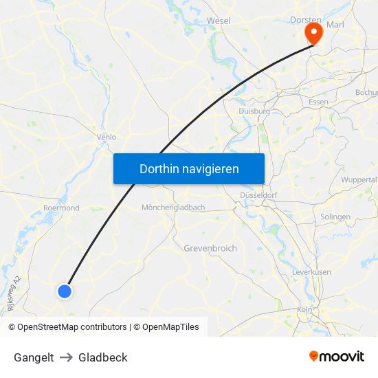 Gangelt to Gladbeck map