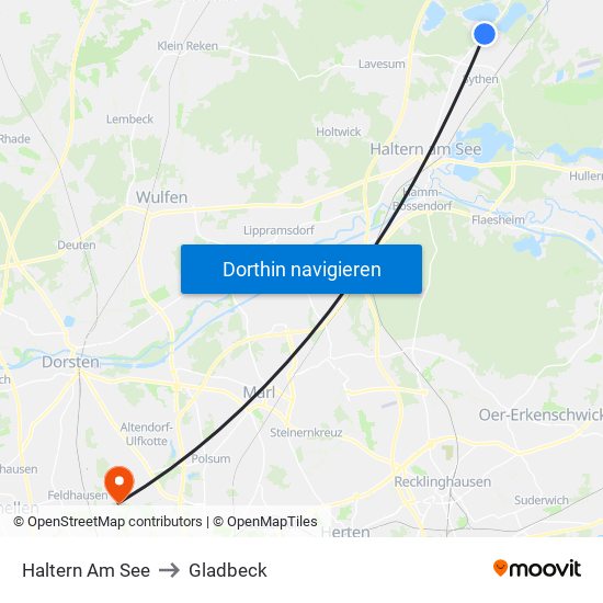 Haltern Am See to Gladbeck map