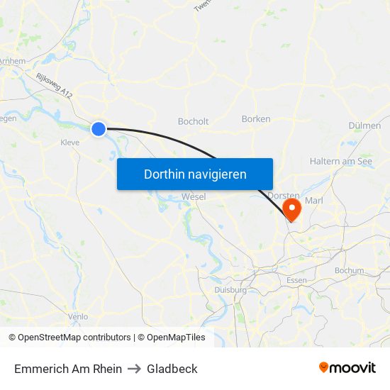 Emmerich Am Rhein to Gladbeck map