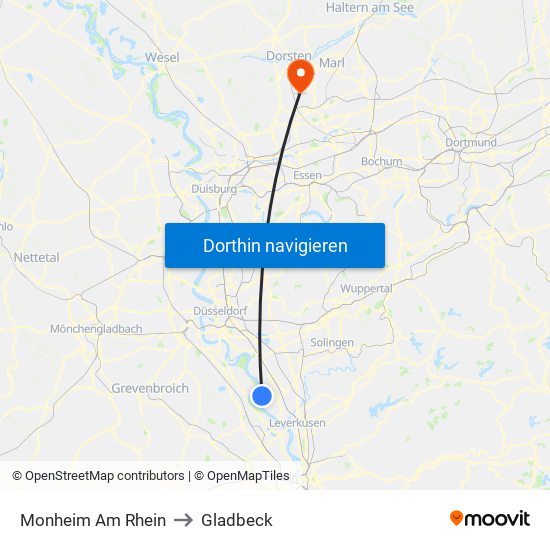 Monheim Am Rhein to Gladbeck map