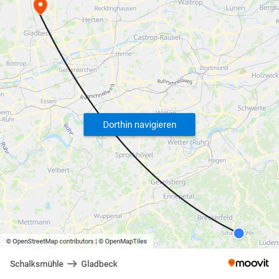 Schalksmühle to Gladbeck map