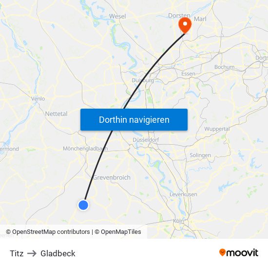 Titz to Gladbeck map