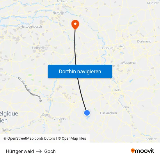 Hürtgenwald to Goch map