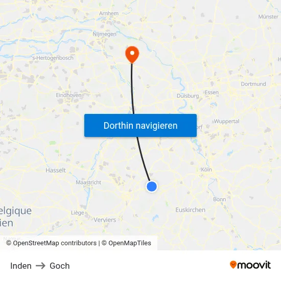 Inden to Goch map