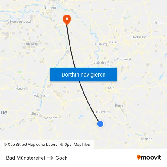 Bad Münstereifel to Goch map