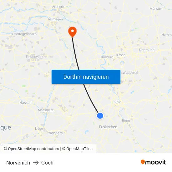 Nörvenich to Goch map