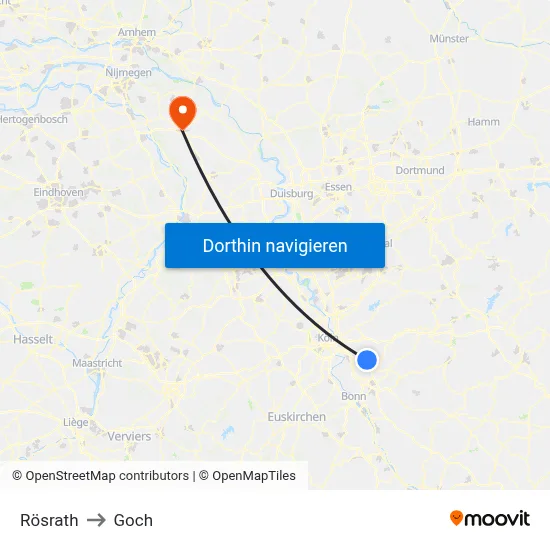 Rösrath to Goch map