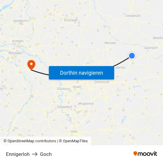 Ennigerloh to Goch map