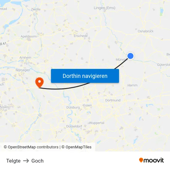 Telgte to Goch map