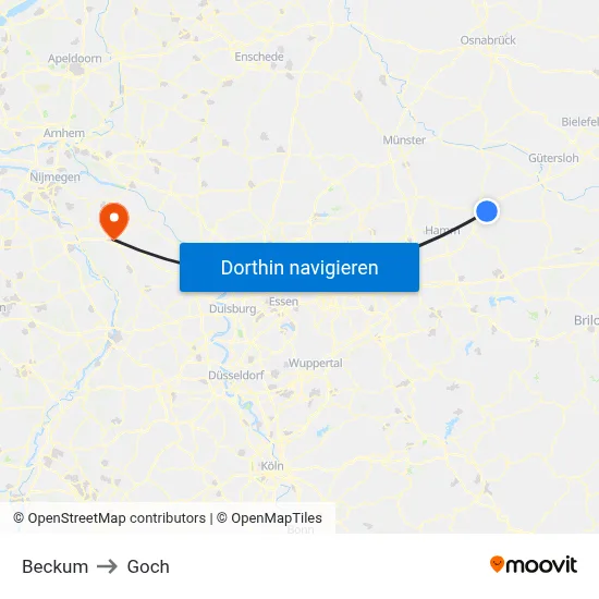 Beckum to Goch map
