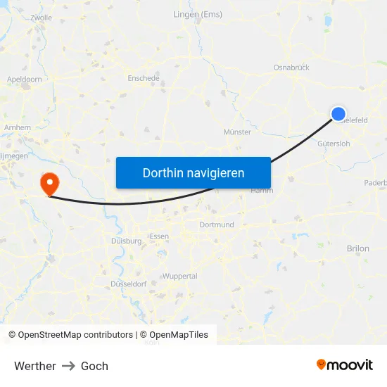 Werther to Goch map