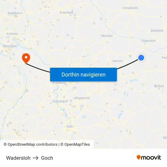 Wadersloh to Goch map