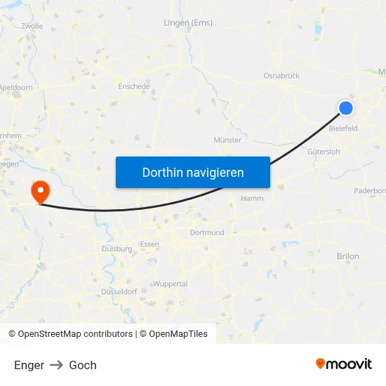 Enger to Goch map