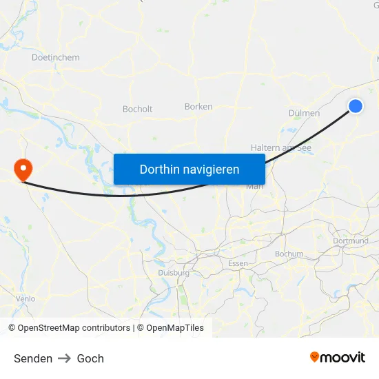 Senden to Goch map