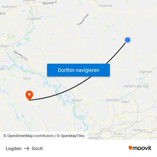 Legden to Goch map