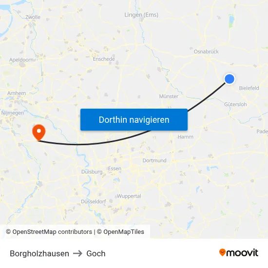 Borgholzhausen to Goch map