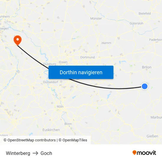 Winterberg to Goch map