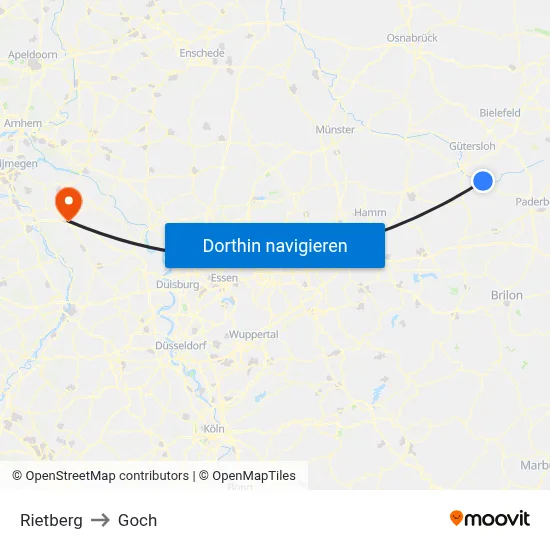 Rietberg to Goch map
