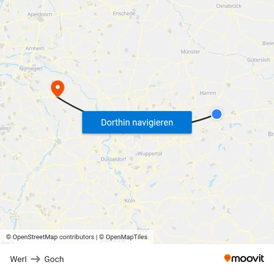 Werl to Goch map
